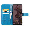 For Google Pixel 7 Pro 5G Four-leaf Clasp Embossed Buckle Leather Phone Case(Blue)