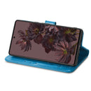 For Google Pixel 7 Pro 5G Four-leaf Clasp Embossed Buckle Leather Phone Case(Blue)