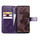 For Google Pixel 7 Pro 5G Four-leaf Clasp Embossed Buckle Leather Phone Case(Purple)