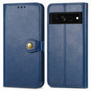 For Google Pixel 7 5G Retro Solid Color Buckle Leather Phone Case(Blue)