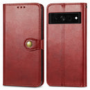 For Google Pixel 7 5G Retro Solid Color Buckle Leather Phone Case(Red)