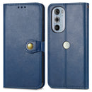 For Motorola Edge 30 Pro Retro Solid Color Buckle Leather Phone Case(Blue)