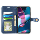 For Motorola Edge 30 Pro Retro Solid Color Buckle Leather Phone Case(Blue)