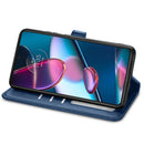 For Motorola Edge 30 Pro Retro Solid Color Buckle Leather Phone Case(Blue)
