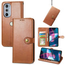 For Motorola Edge 30 Pro Retro Solid Color Buckle Leather Phone Case(Brown)