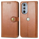 For Motorola Edge 30 Pro Retro Solid Color Buckle Leather Phone Case(Brown)
