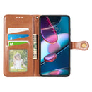 For Motorola Edge 30 Pro Retro Solid Color Buckle Leather Phone Case(Brown)