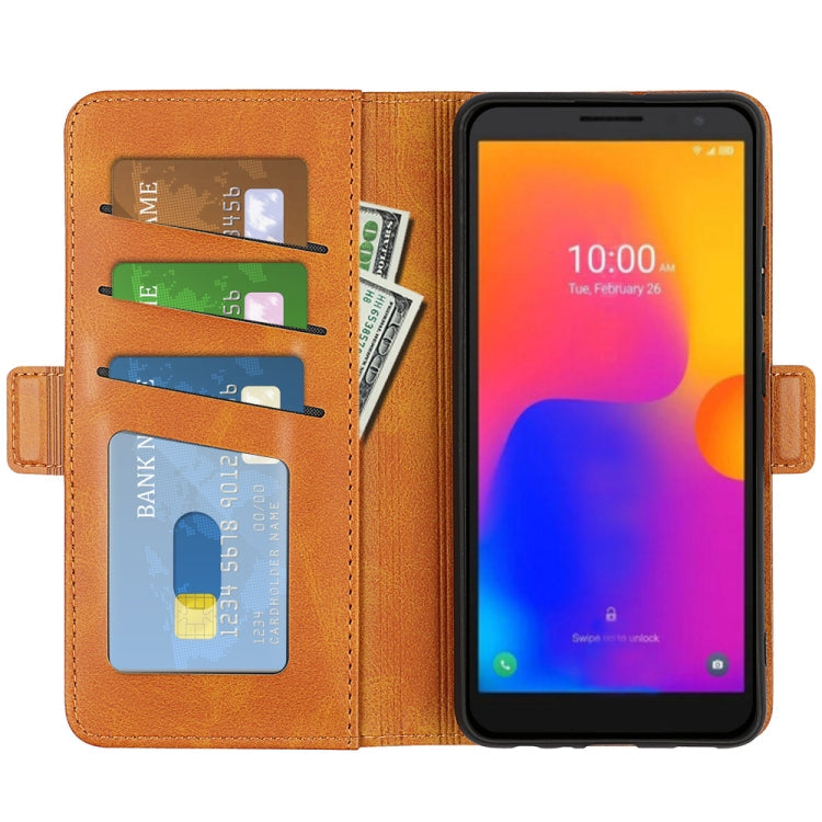 For Alcatel 1B 2022 Dual-side Magnetic Buckle Horizontal Flip Leather Phone Case(Yellow)