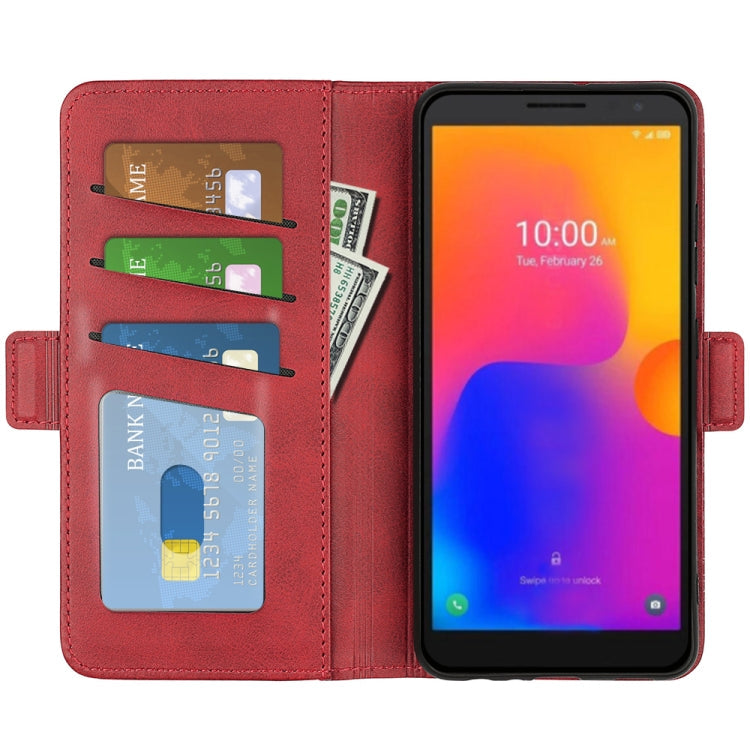 For Alcatel 1B 2022 Dual-side Magnetic Buckle Horizontal Flip Leather Phone Case(Red)