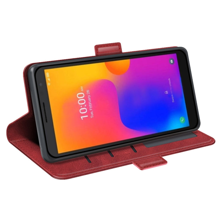 For Alcatel 1B 2022 Dual-side Magnetic Buckle Horizontal Flip Leather Phone Case(Red)