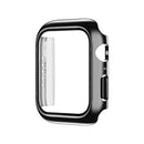 Electroplating Monochrome PC+Tempered Film Watch Case For Apple Watch Series 7 45mm(Black)