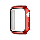 Electroplating Monochrome PC+Tempered Film Watch Case For Apple Watch Series 7 45mm(Red)