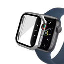 Electroplating Monochrome PC+Tempered Film Watch Case For Apple Watch Series 7 45mm(Red)