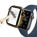 Electroplating Monochrome PC+Tempered Film Watch Case For Apple Watch Series 7 45mm(Blue)