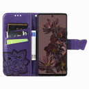 For Google Pixel 7 Pro 5G Butterfly Love Flower Embossed Leather Phone Case(Dark Purple)
