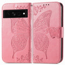 For Google Pixel 7 Pro 5G Butterfly Love Flower Embossed Leather Phone Case(Pink)