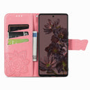For Google Pixel 7 Pro 5G Butterfly Love Flower Embossed Leather Phone Case(Pink)