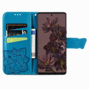 For Google Pixel 7 Pro 5G Butterfly Love Flower Embossed Leather Phone Case(Blue)