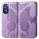 For Motorola Moto G Stylus 5G 2022 Butterfly Love Flower Embossed Leather Phone Case(Light Purple)