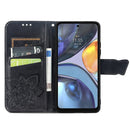For Motorola Moto G22 Butterfly Love Flower Embossed Leather Phone Case(Black)