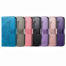 For Motorola Moto G22 Butterfly Love Flower Embossed Leather Phone Case(Blue)