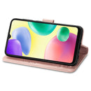 For Xiaomi Redmi 10A Four-leaf Clasp Embossed Buckle Leather Phone Case(Rose Gold)