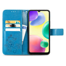 For Xiaomi Redmi 10A Four-leaf Clasp Embossed Buckle Leather Phone Case(Blue)