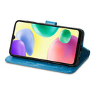 For Xiaomi Redmi 10A Four-leaf Clasp Embossed Buckle Leather Phone Case(Blue)