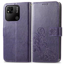 For Xiaomi Redmi 10A Four-leaf Clasp Embossed Buckle Leather Phone Case(Purple)
