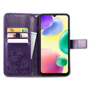 For Xiaomi Redmi 10A Four-leaf Clasp Embossed Buckle Leather Phone Case(Purple)