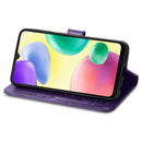For Xiaomi Redmi 10A Four-leaf Clasp Embossed Buckle Leather Phone Case(Purple)