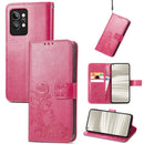 For OPPO Realme GT2 Pro Four-leaf Clasp Embossed Buckle Leather Phone Case(Rose Red)