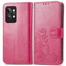 For OPPO Realme GT2 Pro Four-leaf Clasp Embossed Buckle Leather Phone Case(Rose Red)