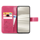 For OPPO Realme GT2 Pro Four-leaf Clasp Embossed Buckle Leather Phone Case(Rose Red)