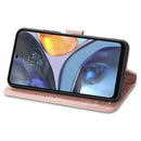 For Motorola Moto G22 Four-leaf Clasp Embossed Buckle Leather Phone Case(Rose Gold)