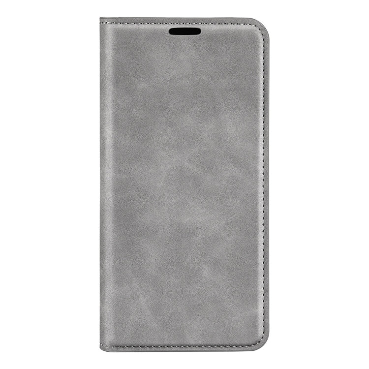 For Motorola Moto G52 4G Retro-skin Magnetic Suction Leather Phone Case(Grey)