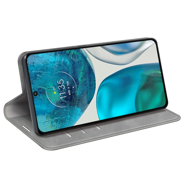 For Motorola Moto G52 4G Retro-skin Magnetic Suction Leather Phone Case(Grey)
