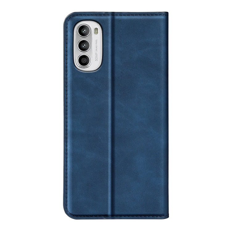 For Motorola Moto G52 4G Retro-skin Magnetic Suction Leather Phone Case(Dark Blue)