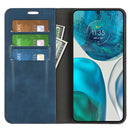 For Motorola Moto G52 4G Retro-skin Magnetic Suction Leather Phone Case(Dark Blue)