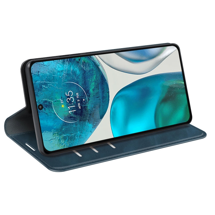 For Motorola Moto G52 4G Retro-skin Magnetic Suction Leather Phone Case(Dark Blue)