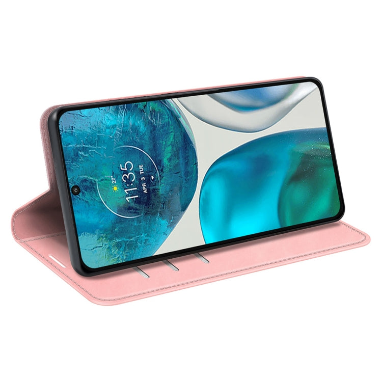 For Motorola Moto G52 4G Retro-skin Magnetic Suction Leather Phone Case(Pink)