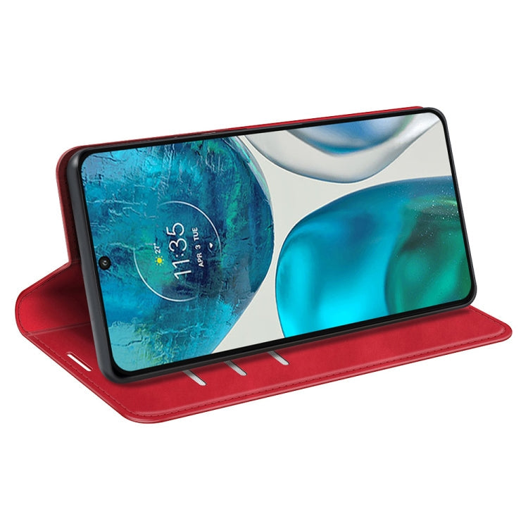 For Motorola Moto G52 4G Retro-skin Magnetic Suction Leather Phone Case(Red)