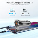 TE-P23 38W PD 20W USB-C / Type-C + QC3. 0 USB Triangle Car Charger + USB to USB-C / Type-C Data Cable, Length: 1m(Black)