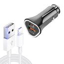 TE-P23 38W PD 20W USB-C / Type-C + QC3. 0 USB Triangle Car Charger + USB to 8 Pin Data Cable, Length: 1m(Black)