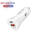 TE-P23 38W PD 20W USB-C / Type-C + QC3. 0 USB Triangle Car Charger + USB to Micro USB Data Cable, Length: 1m(White)