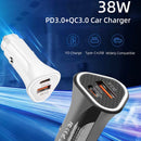 TE-P23 38W PD 20W USB-C / Type-C + QC3. 0 USB Triangle Car Charger + USB to Micro USB Data Cable, Length: 1m(Black)