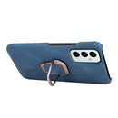 For Samsung Galaxy M23 5G / F23 5G Ring Holder PU Phone Case(Blue)