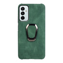 For Samsung Galaxy M23 5G / F23 5G Ring Holder PU Phone Case(Dark Green)
