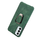 For Samsung Galaxy M23 5G / F23 5G Ring Holder PU Phone Case(Dark Green)