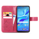 For TCL 4X 5G Four-leaf Clasp Embossed Buckle Leather Phone Case(Rose Red)